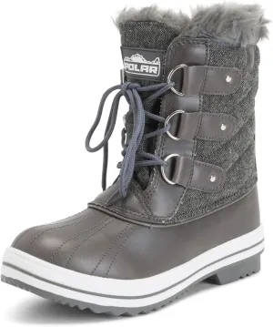 Polar Products Womens Snow Boot Quilted Short Winter Snow Rain Warm Waterproof Boots