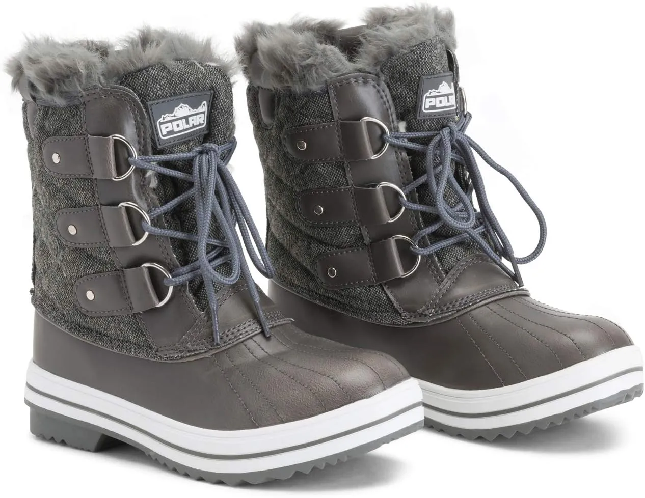 Polar Products Womens Snow Boot Quilted Short Winter Snow Rain Warm Waterproof Boots