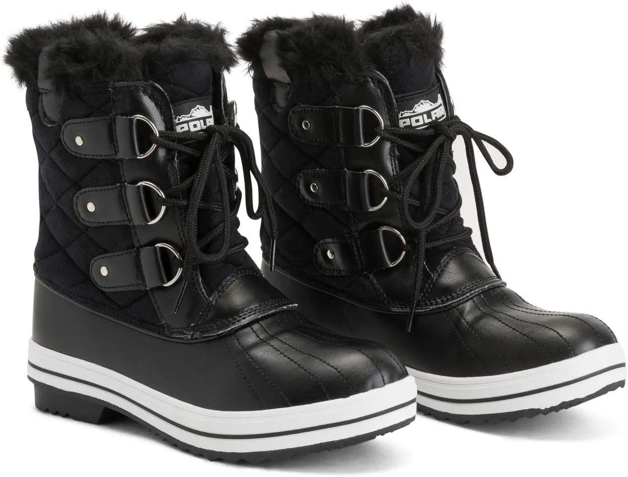 Polar Products Womens Snow Boot Quilted Short Winter Snow Rain Warm Waterproof Boots
