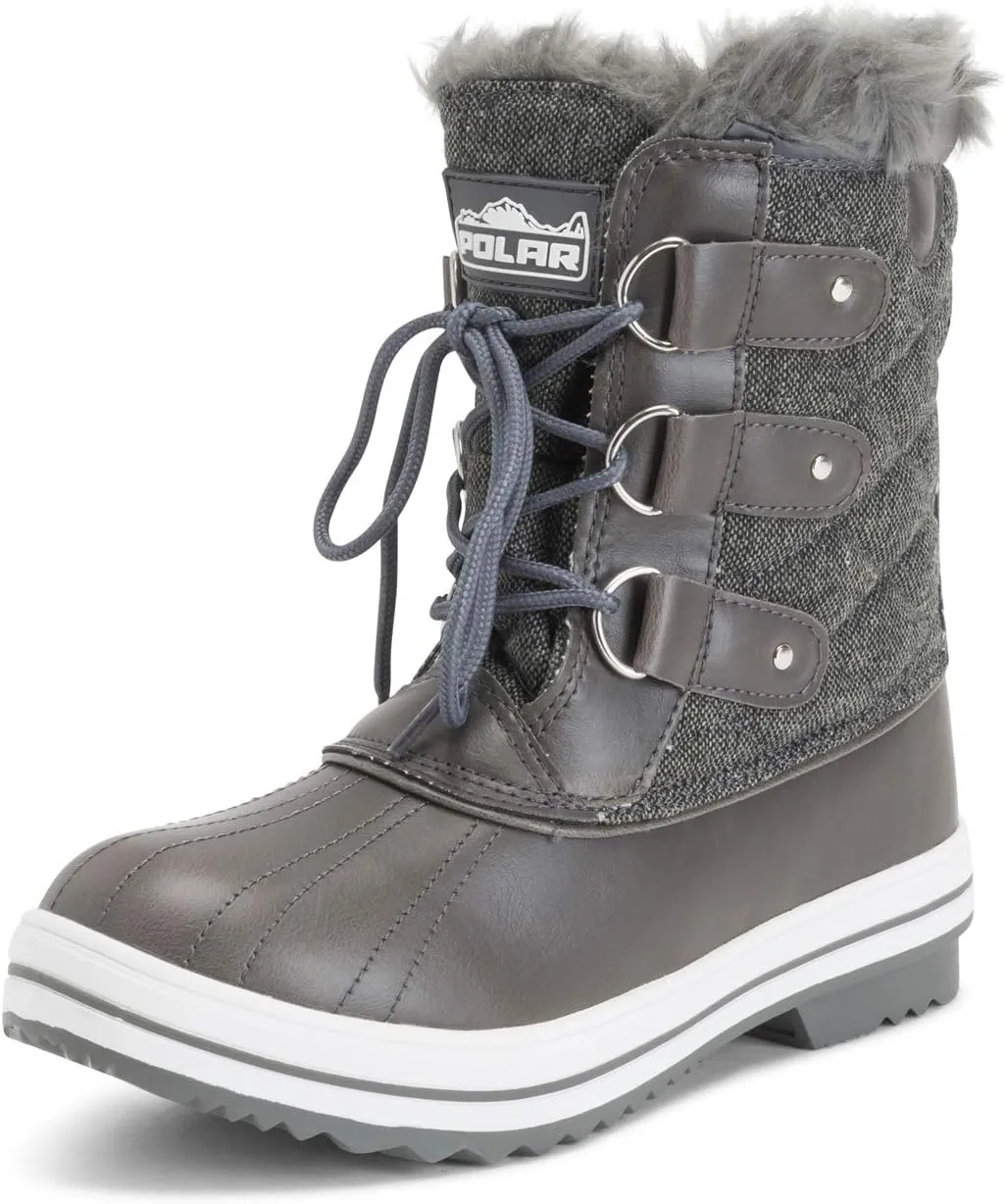 Polar Products Womens Snow Boot Quilted Short Winter Snow Rain Warm Waterproof Boots