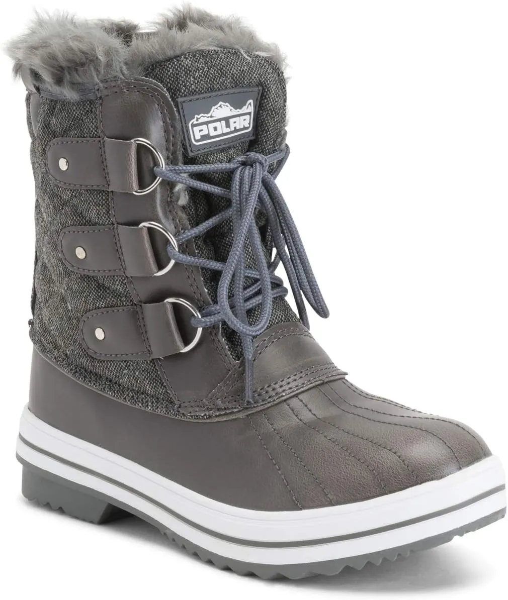Polar Products Womens Snow Boot Quilted Short Winter Snow Rain Warm Waterproof Boots