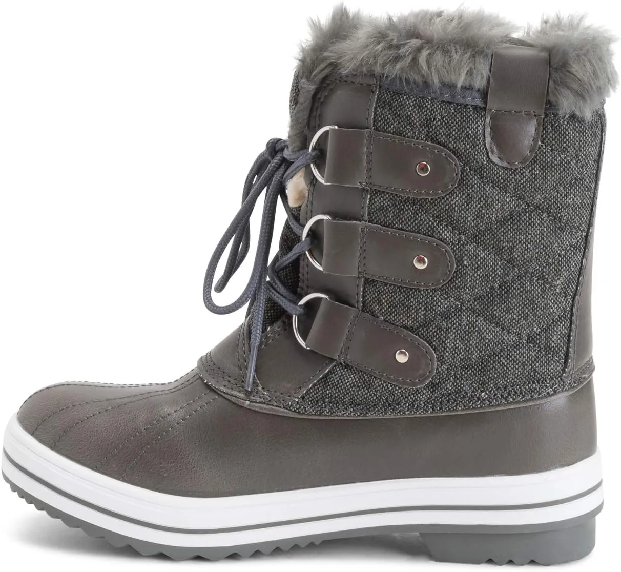 Polar Products Womens Snow Boot Quilted Short Winter Snow Rain Warm Waterproof Boots