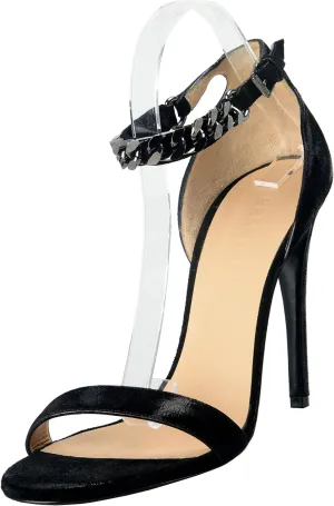 "England Women's Suede Chain High Heels Sandals Shoes US 9 IT 40; Black