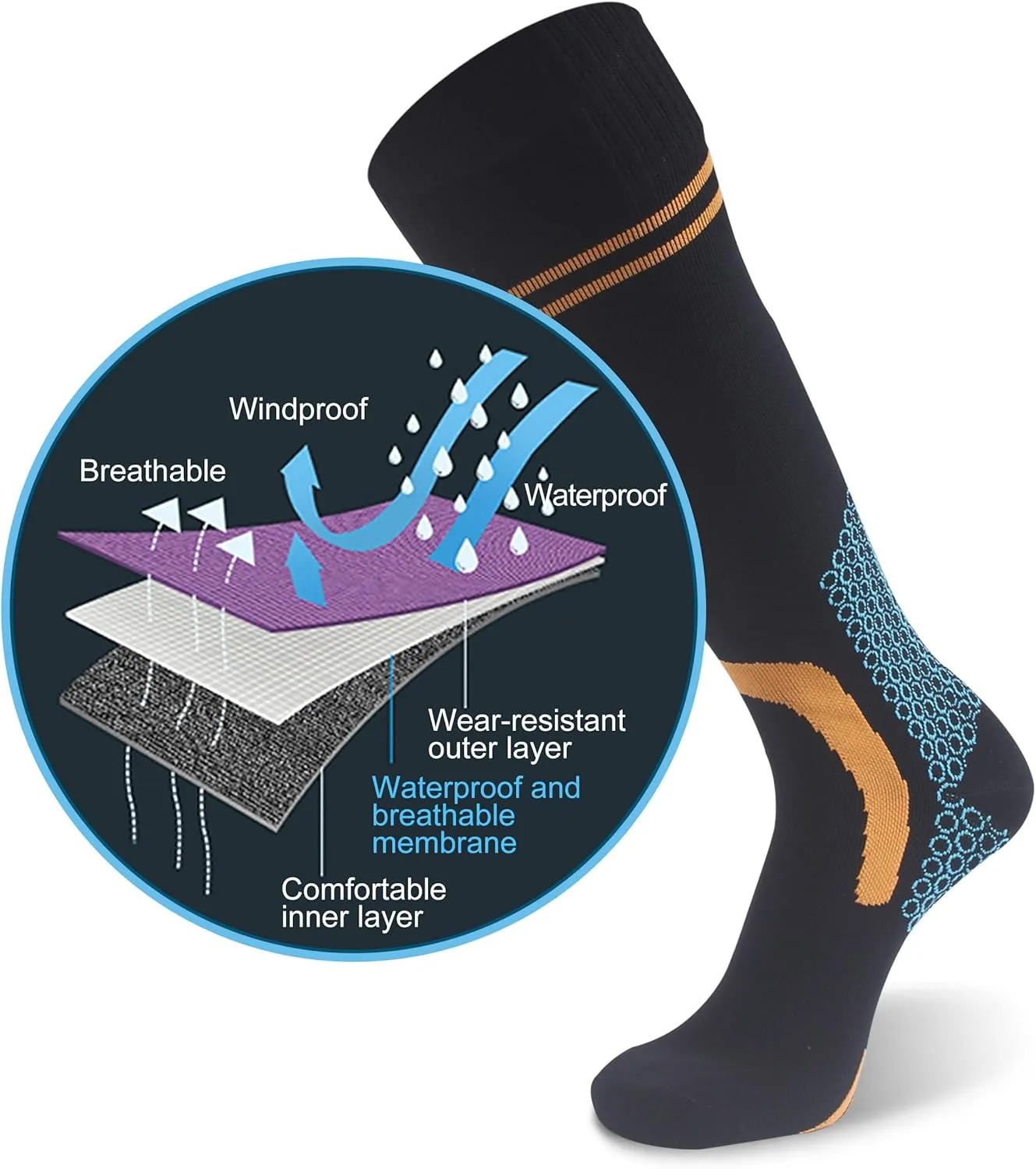 RANDY SUN Waterproof Breathable Knee High Kayaking Hunting Fishing Socks