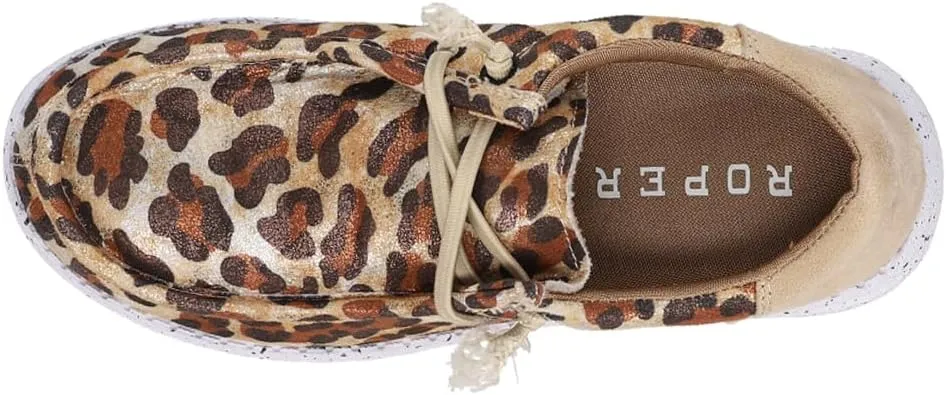 ROPER Womens Hang Loose Leopard Slip On Flats Casual - Brown