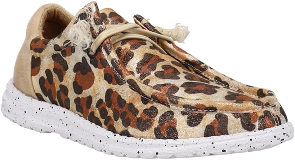 ROPER Womens Hang Loose Leopard Slip On Flats Casual - Brown