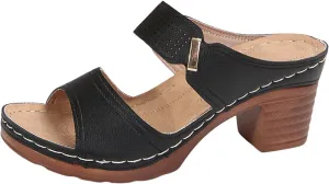 Sandal Heels For Women,Open Toe Platform Slip-on Chunky Sandals For Women Comfortable Walking Casual Dressy Outdoor Summer Shoes