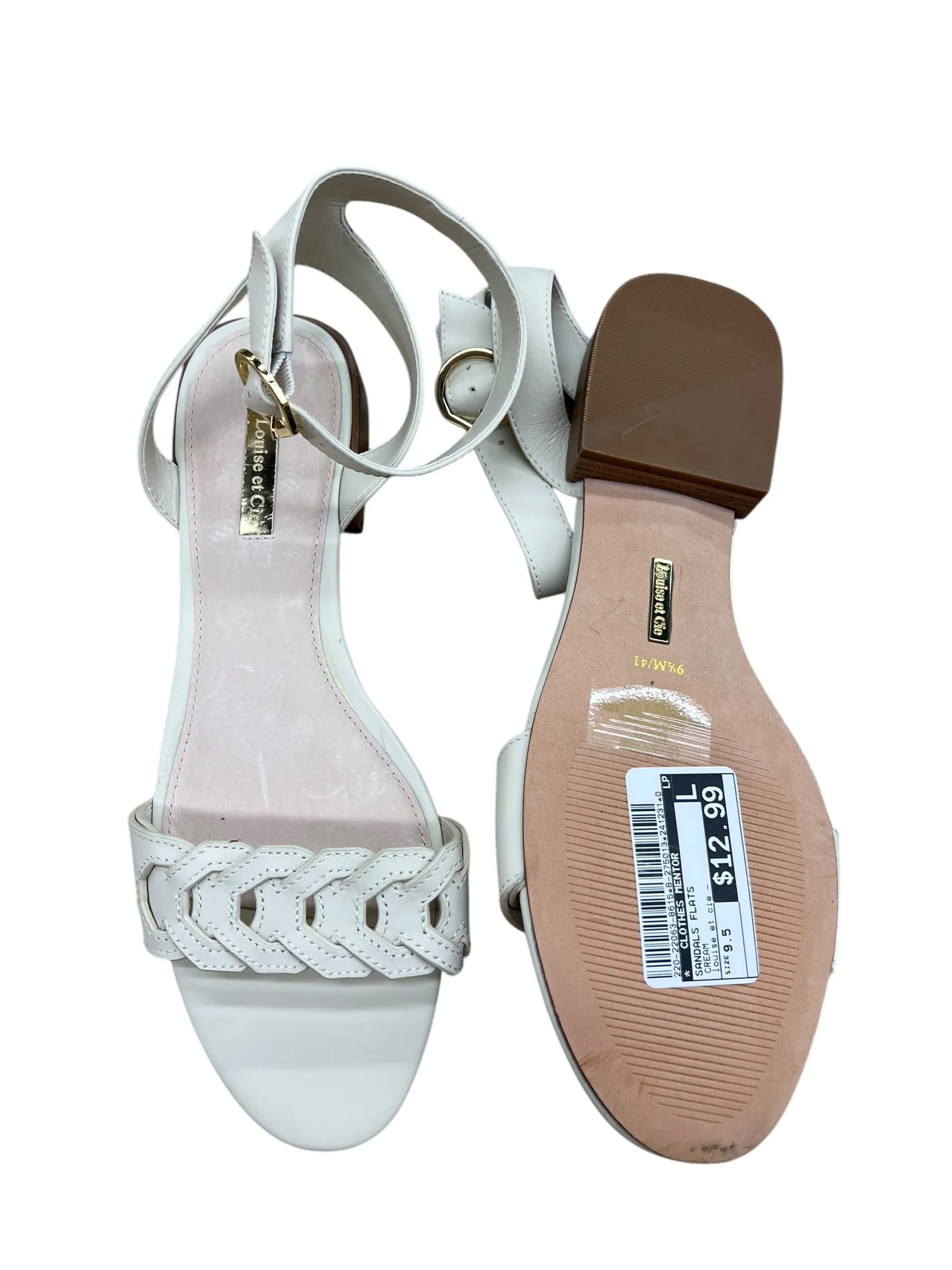 Sandals Flats By Clothes Mentor In Cream, Size: 9.5