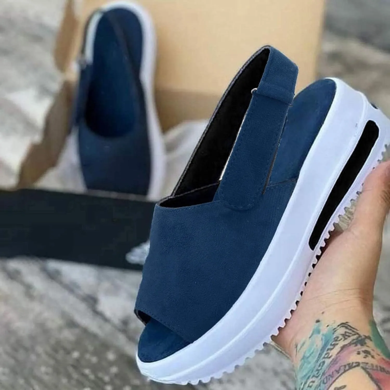 Sandals for Women 2025 Dressy Summer Casual Slip on Ankle Strap Buckle Crystal Platform Wedges Flat Buckle up Walking Shoes