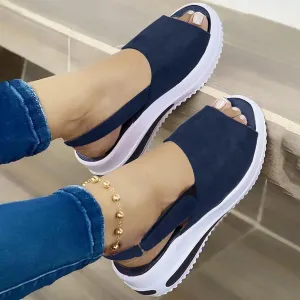 Sandals for Women 2025 Dressy Summer Casual Slip on Ankle Strap Buckle Crystal Platform Wedges Flat Buckle up Walking Shoes