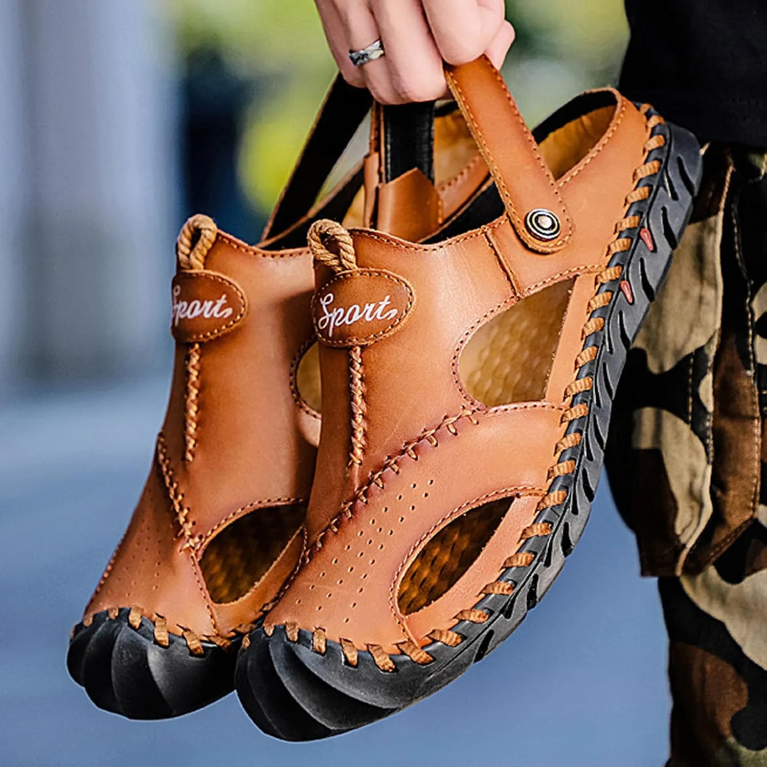 Sandals Men, Men Sandals Vintage Handmade Closed Toe Summer Outdoor Hiking Sports Shoes Fisherman Water Sandal 2025