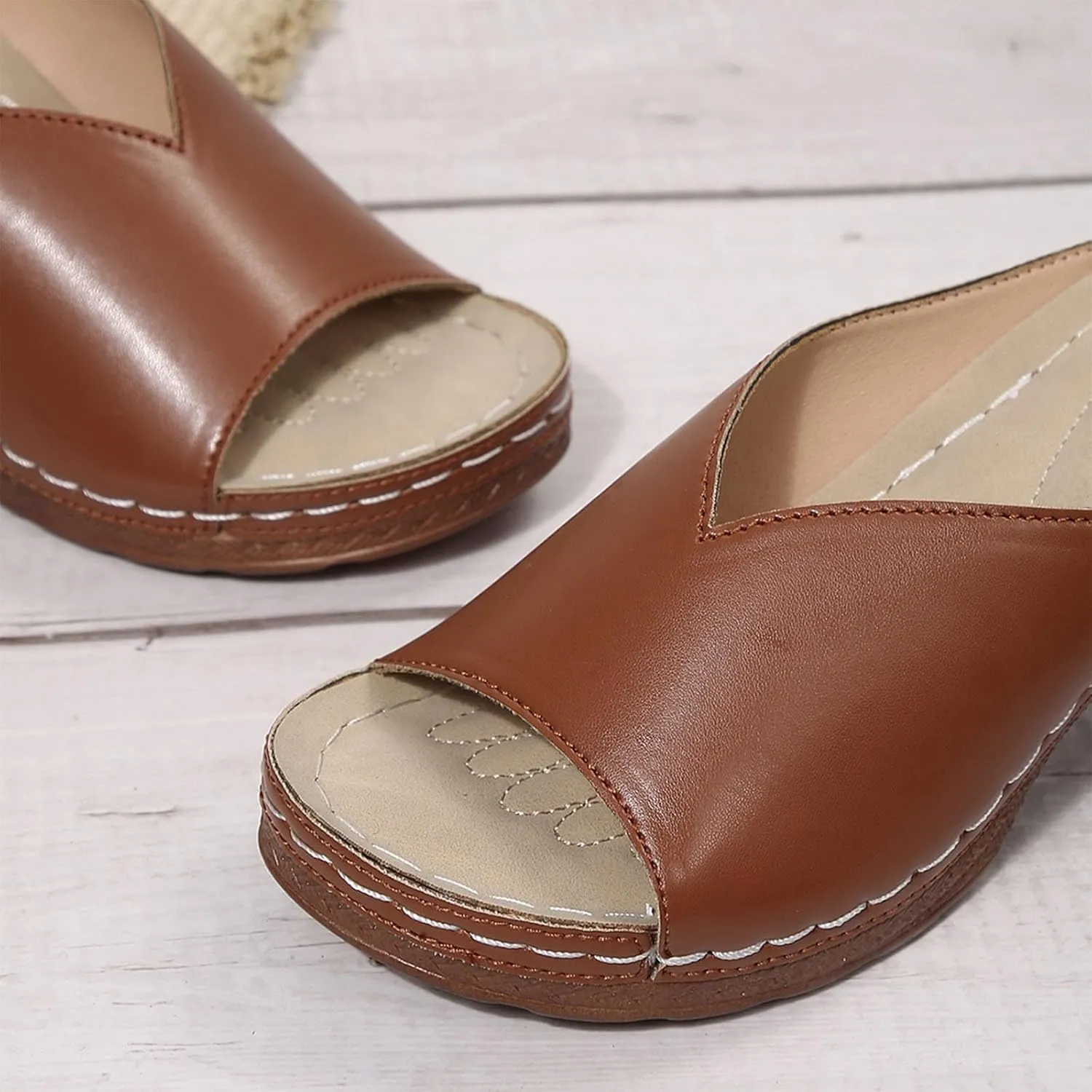 Sandals Platforms for Women 2025 Open Toe Chunky Block Heel Wedges Slip-On Slides Comfortable Summer Beach Outdoor