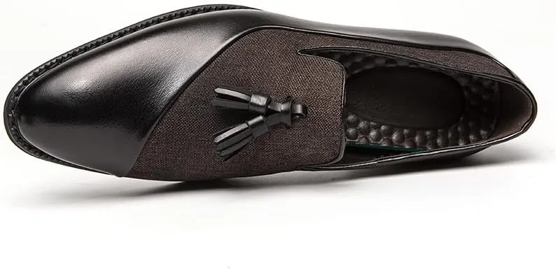 Santimon Men's Dress Shoes Patchwork Panelled Tassel Loafers Luxury Wedding Office Business Shoes for Men