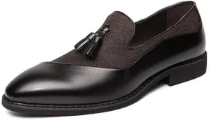 Santimon Men's Dress Shoes Patchwork Panelled Tassel Loafers Luxury Wedding Office Business Shoes for Men