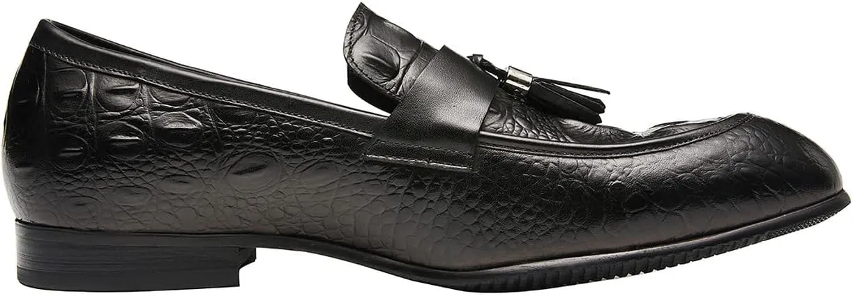 Santimon Mens Penny-Loafers Leather Tassel Fringed Formal Business Casual Moccasion Slip on Dress Shoes for Men
