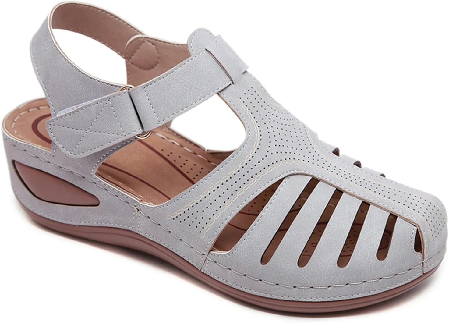 Semshedy Women's Close Toe Sandals, Comfortable Beach Athletic Sandals Casual Orthotic Shoes, Lightweight Ankle Strap Wedges Shoes