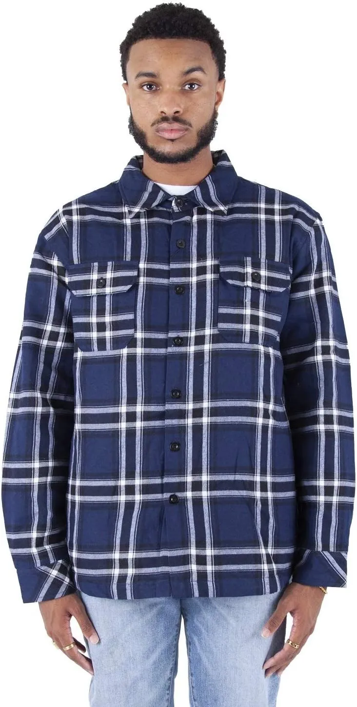 Shaka Wear Men's Plaid Shirts – Flannel Long Sleeve Casual Button Up Fleece Soft Quilted Lined Jacket Regular and Big Size