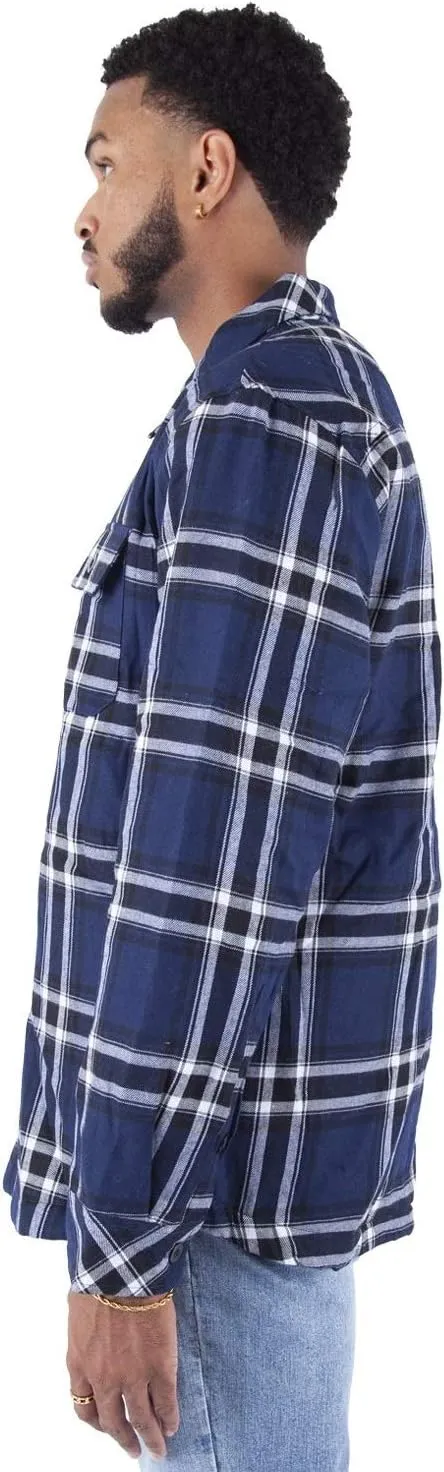 Shaka Wear Men's Plaid Shirts – Flannel Long Sleeve Casual Button Up Fleece Soft Quilted Lined Jacket Regular and Big Size