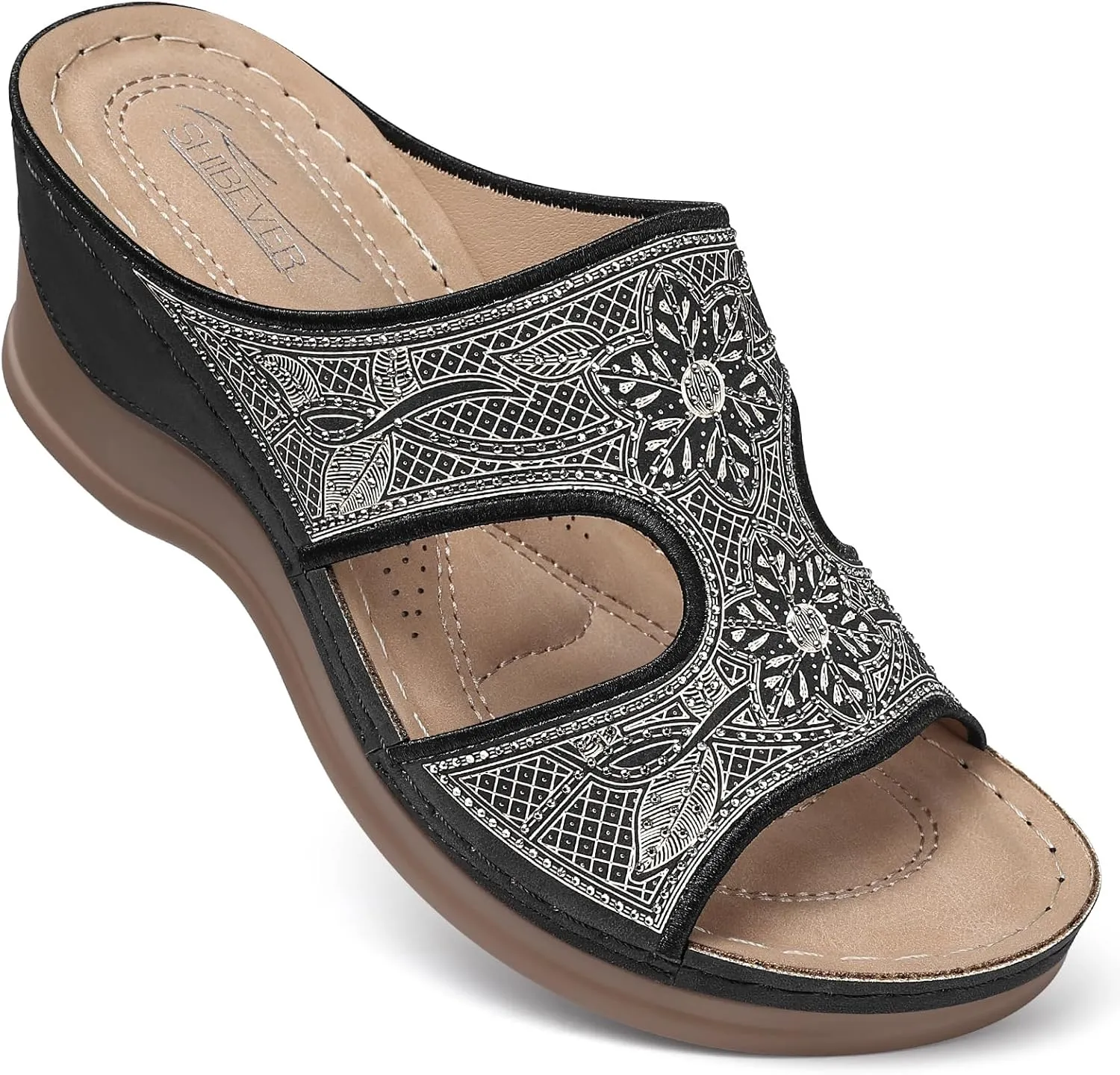 SHIBEVER Wedge Sandals For Women Dressy: Comfortable Summer - Slip On Womens Sandal