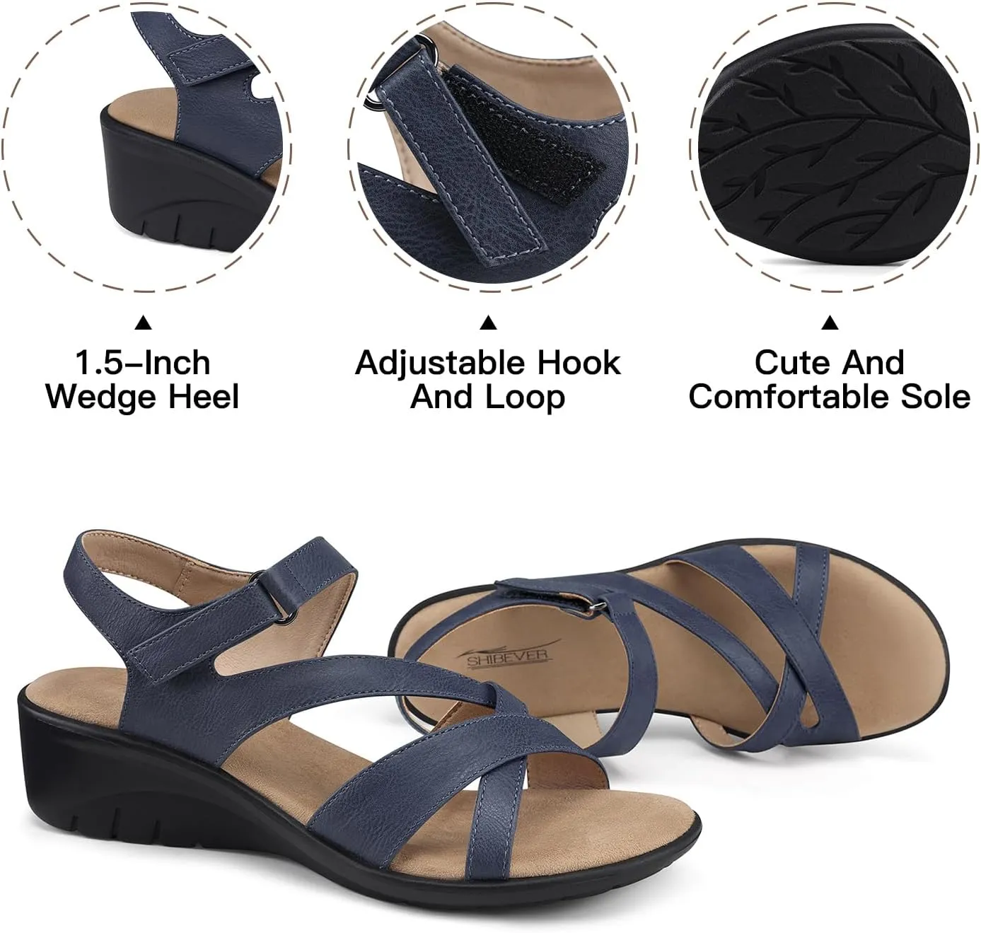 SHIBEVER Wedge Sandals for Women Dressy: Womens Sandals Comfortable - Summer Open Toe Casual Walking Low Wedges
