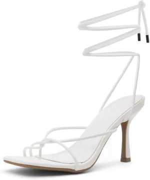 Shoe Land SL-Dafne Womens Strappy Heels Lace up Heeled Sandals Square Open Toe Tie Up Stiletto High Heel Shoes for Prom Party