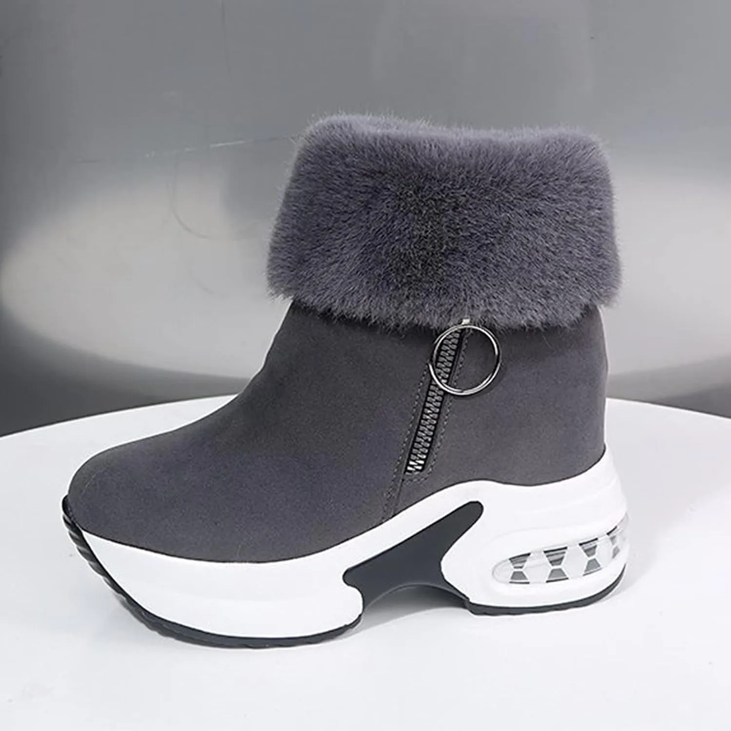 Shoes for Women,Fashion Women's Casual Thicken Heel Shoes Breathable Slip-on Wedges Thermal Boots