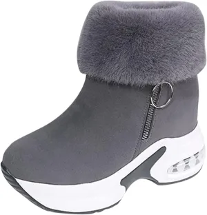 Shoes for Women,Fashion Women's Casual Thicken Heel Shoes Breathable Slip-on Wedges Thermal Boots
