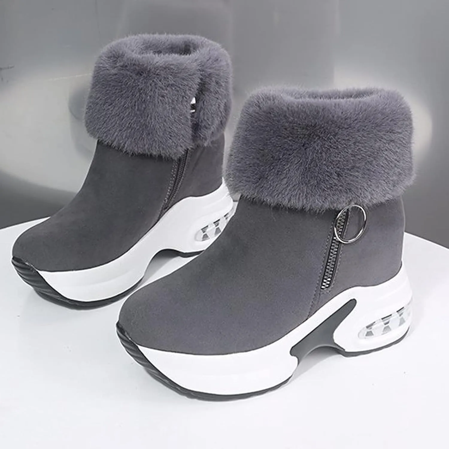 Shoes for Women,Fashion Women's Casual Thicken Heel Shoes Breathable Slip-on Wedges Thermal Boots