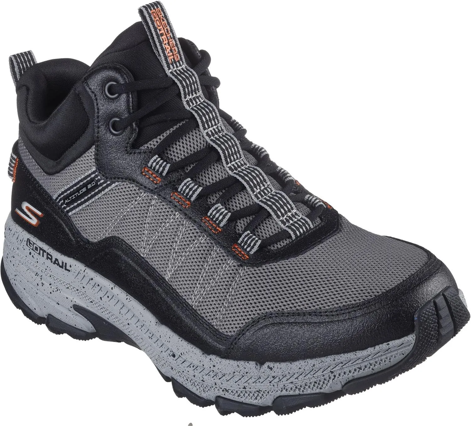 Skechers - Mens Go Run Trail Altitude - Ridgetop Sneakers, Color Charcoal/Orange, Size: 12 XW US
