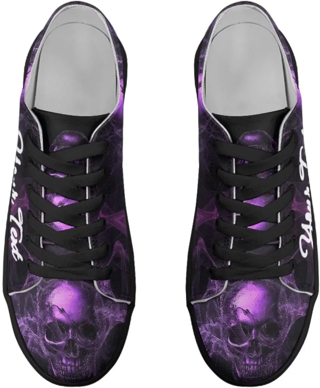 Skull Print Custom Walking Shoes for Women Men Canvas Work Running Sneaker with Your Name & Text