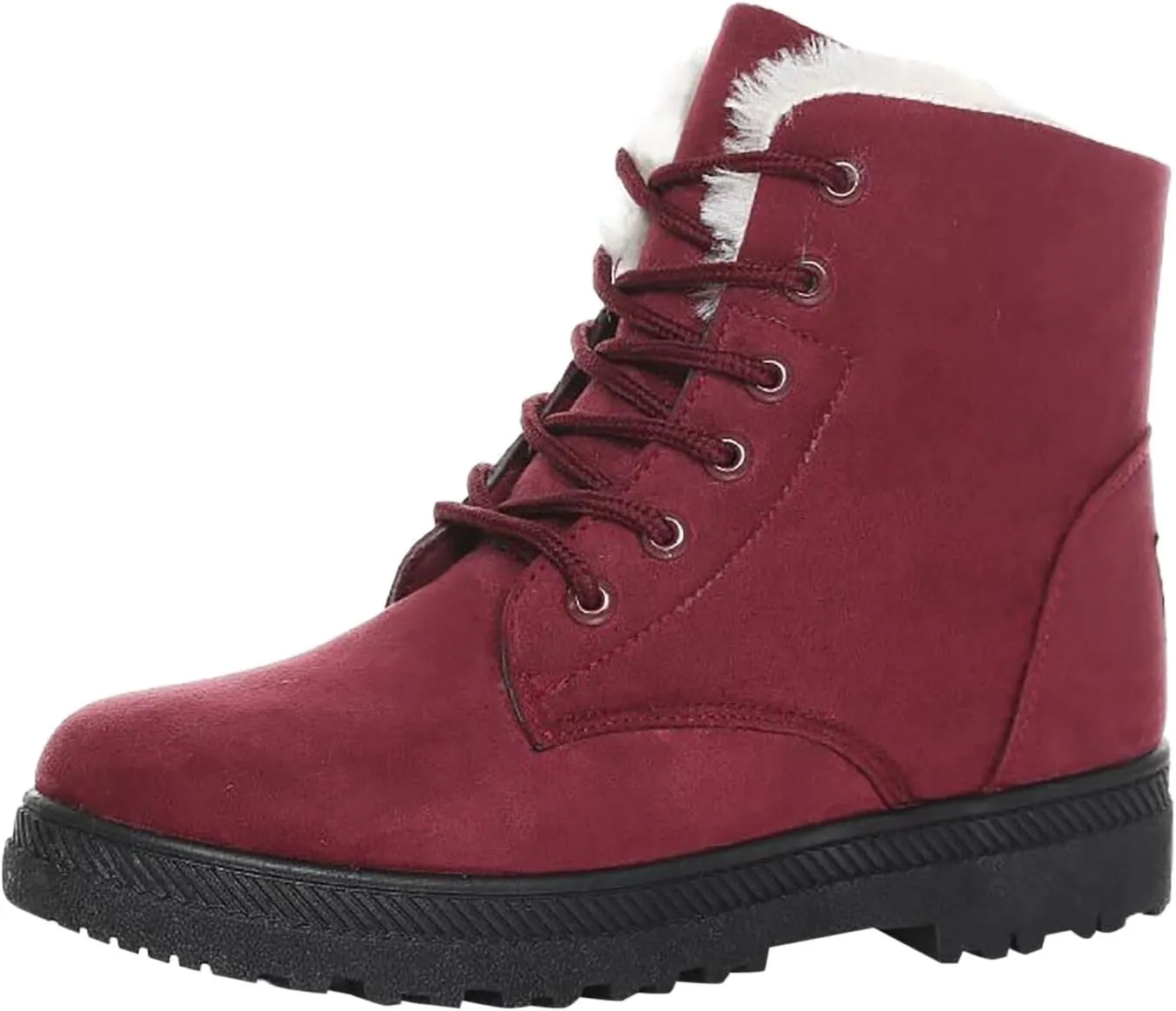 Snow Boots For Women Waterproof Platform Boots for Women Chunky Heel Warm Round Toe Lace Up Flat Short Snow Boots