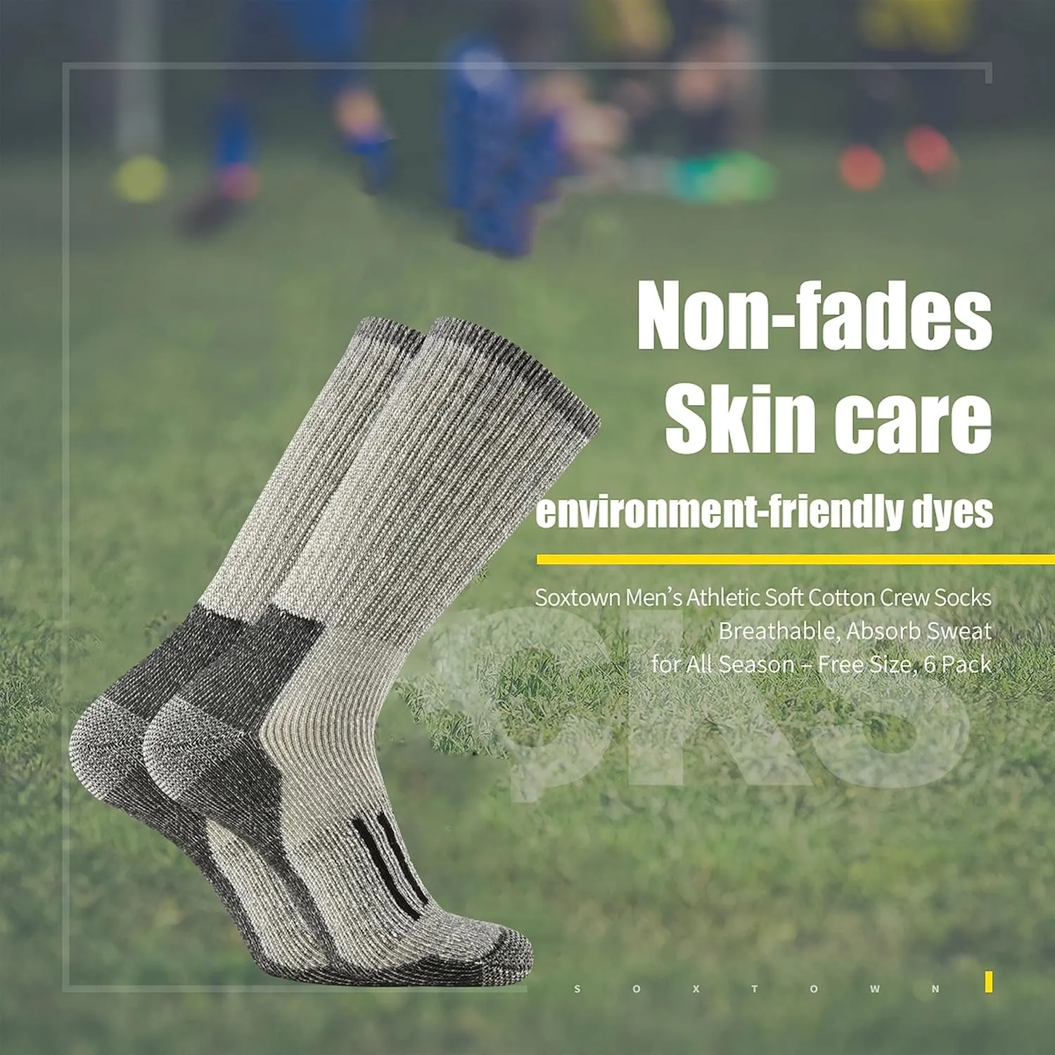 SOX TOWN Men's Merino Wool Cushion Crew Socks Moisture Wicking Control for Outdoor Hiking Work Boot Thermal Warm All Seasons