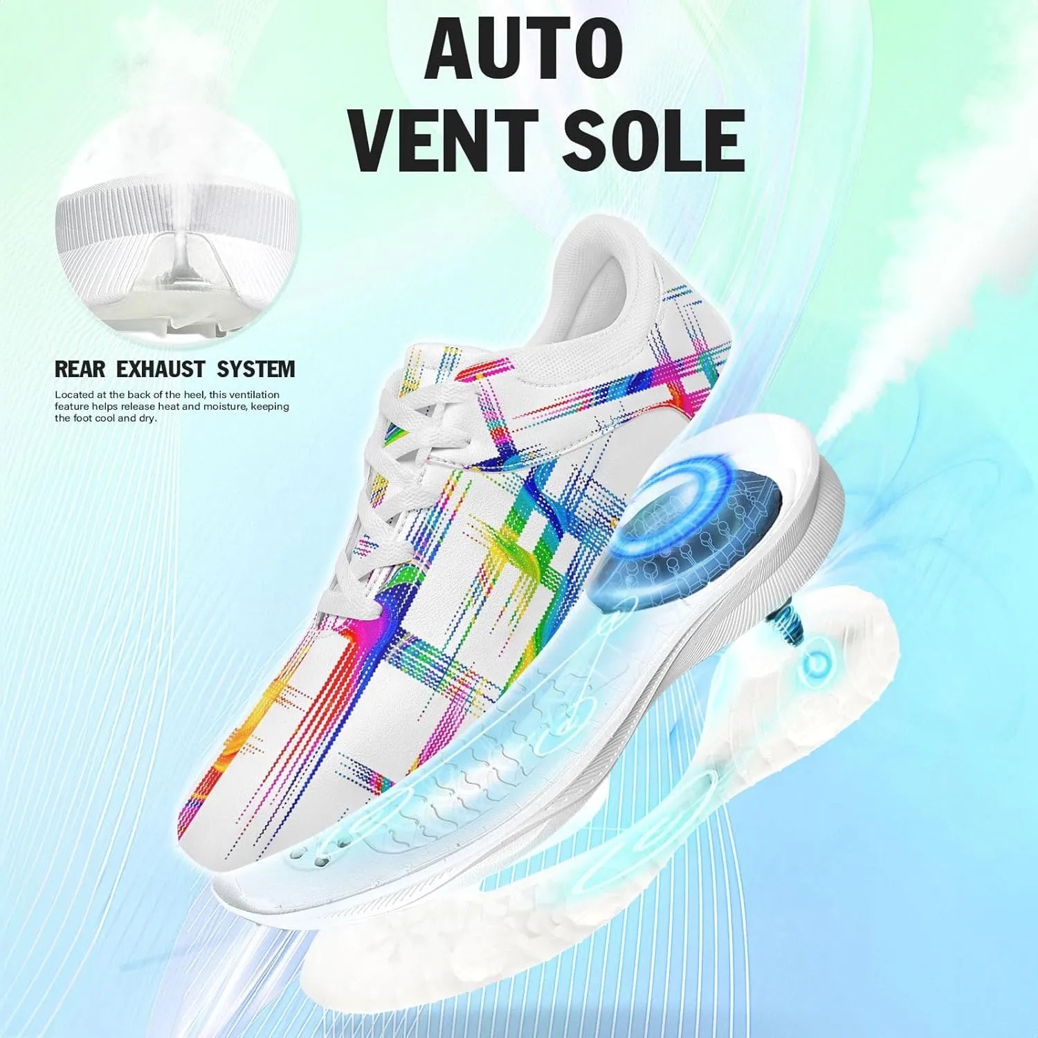 Spikeless Golf Shoes for Men & Women, Breathable Golf Sneakers Colorful Abstract Art Sports Walking Shoes Fashion Footwear