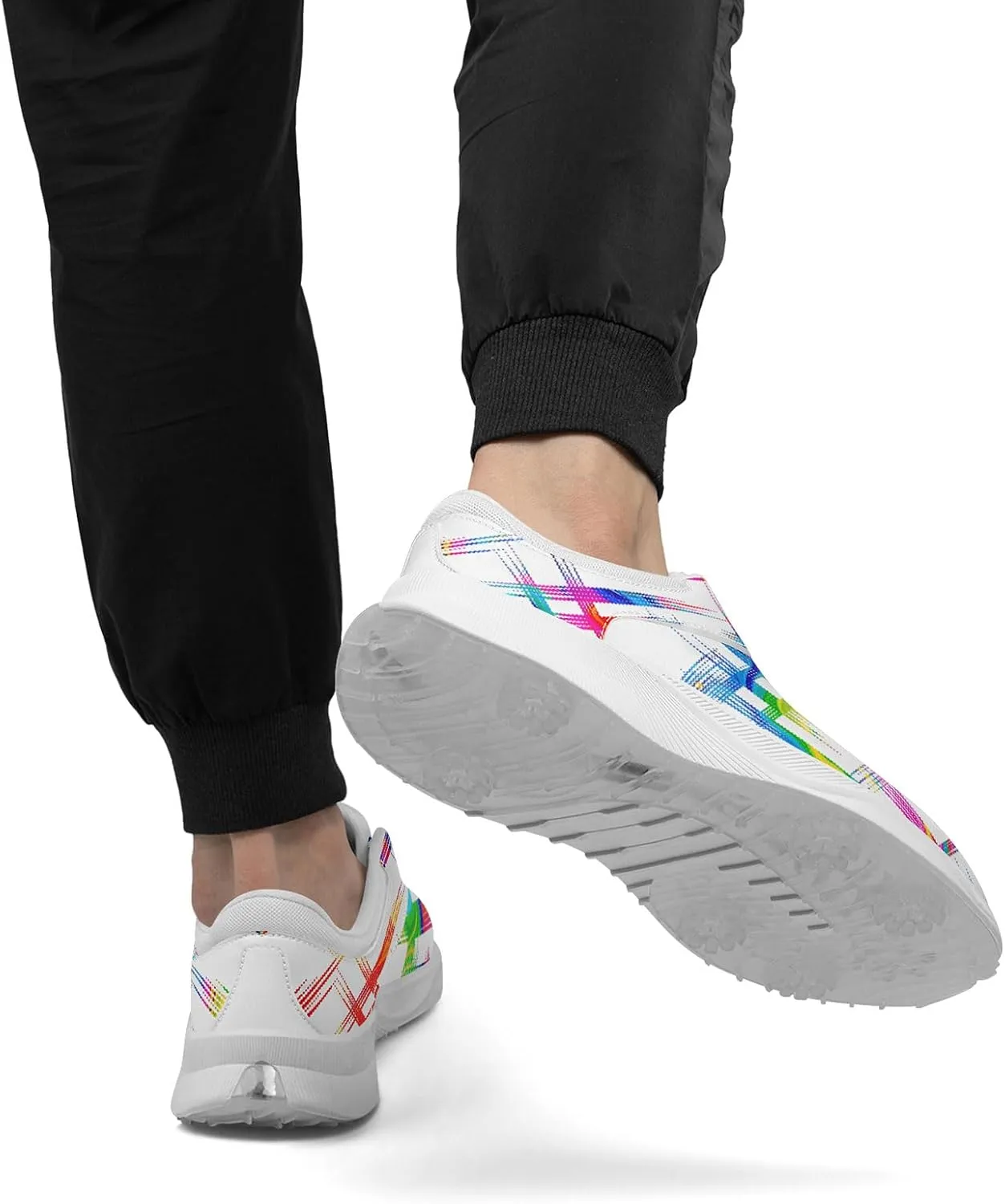 Spikeless Golf Shoes for Men & Women, Breathable Golf Sneakers Colorful Abstract Art Sports Walking Shoes Fashion Footwear