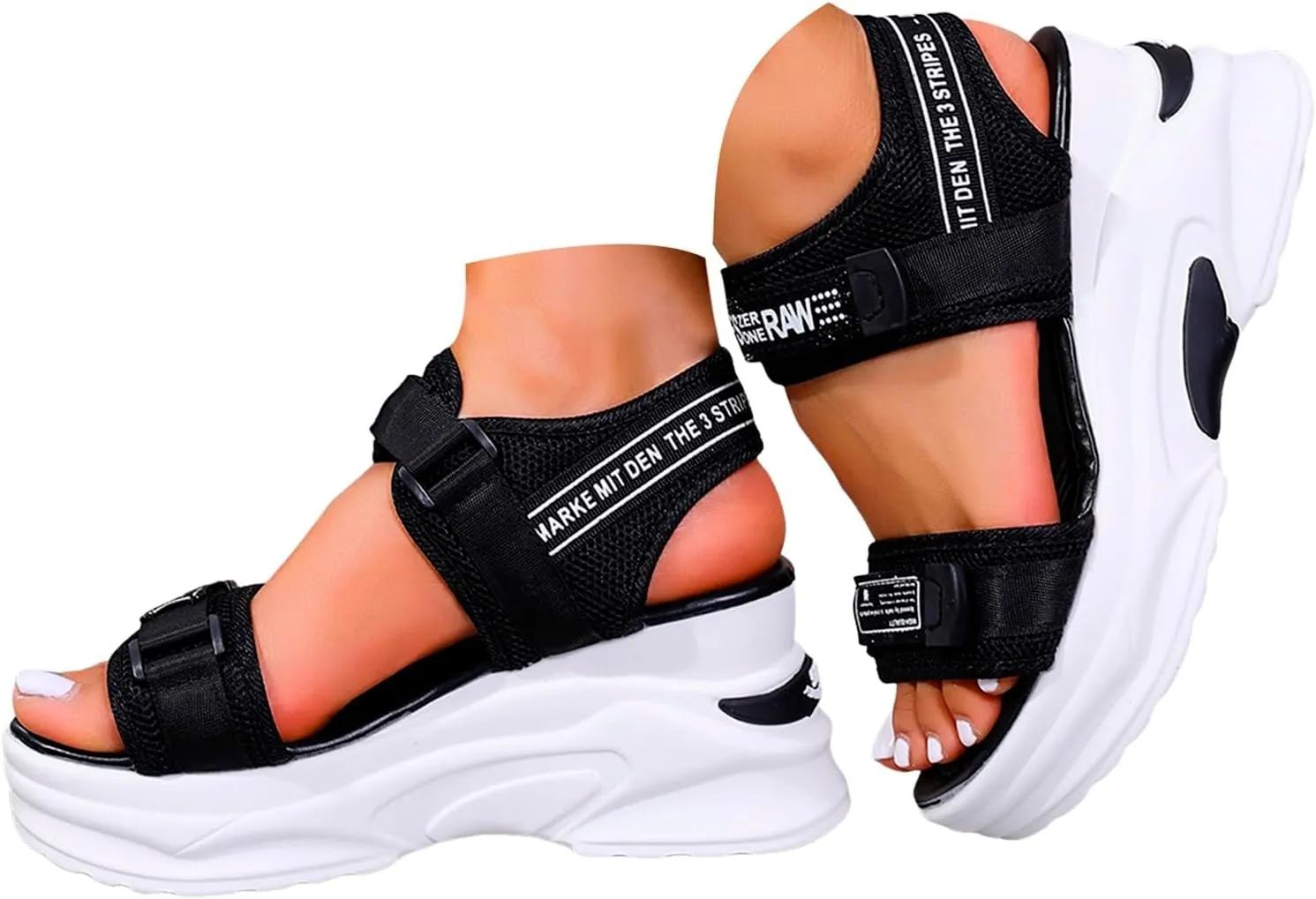 Sport Chunky Platform Sandals Women,Women's Hiking Sandals with Arch Support Walking Sandals Fashion Wedge Breathable Mesh Platform Shoes Outdoor Lightweight Antislip Beach Sandals