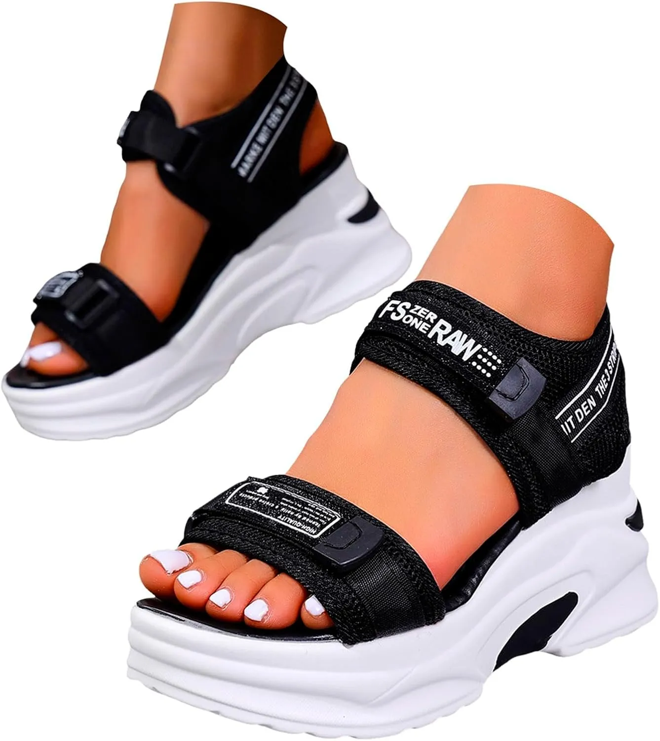 Sport Chunky Platform Sandals Women,Women's Hiking Sandals with Arch Support Walking Sandals Fashion Wedge Breathable Mesh Platform Shoes Outdoor Lightweight Antislip Beach Sandals