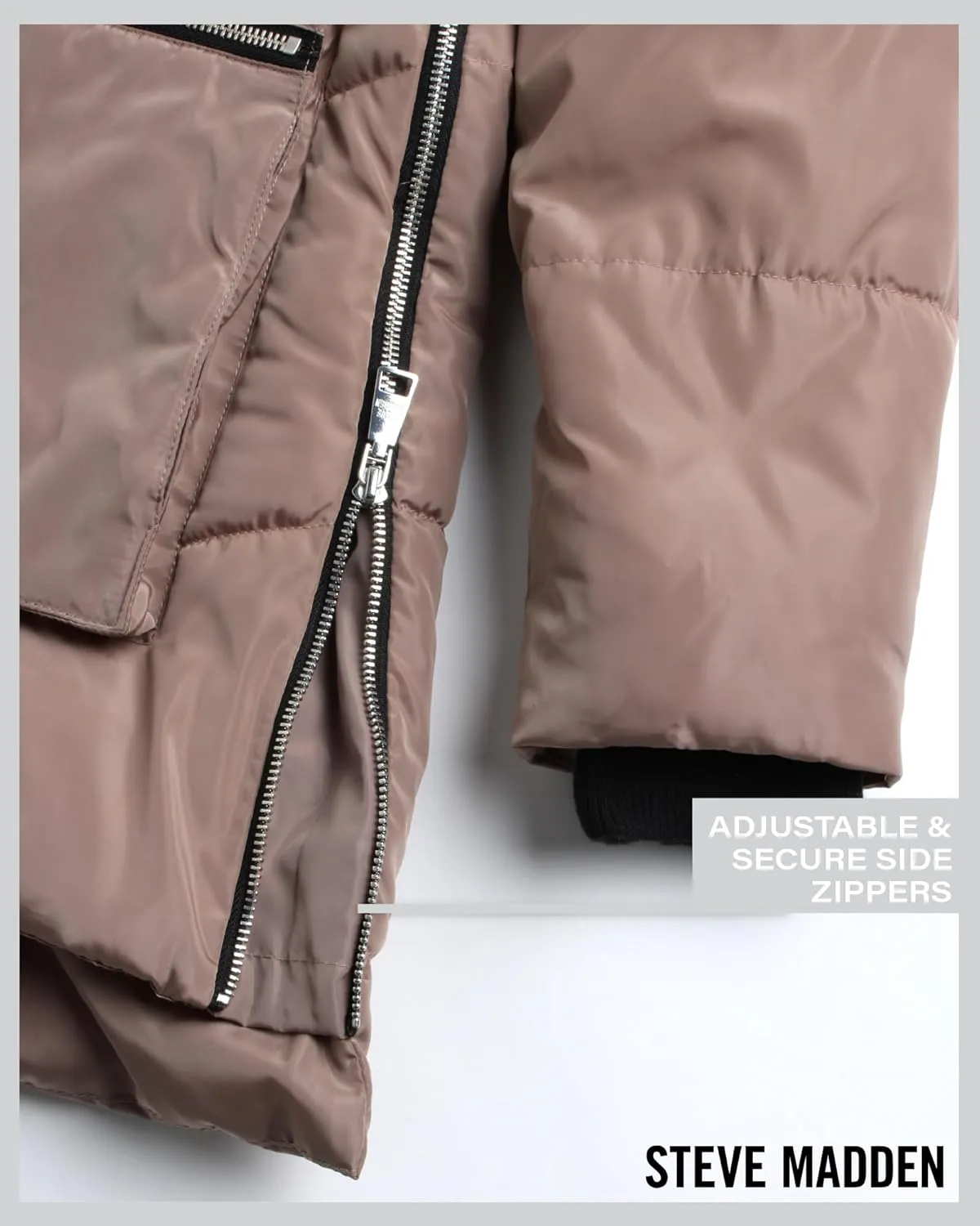 Steve Madden Women's Long Parka - Insulated Quilted Puffer Winter Coat for Women with Faux Sherpa Hood (Sizes: S-XL)