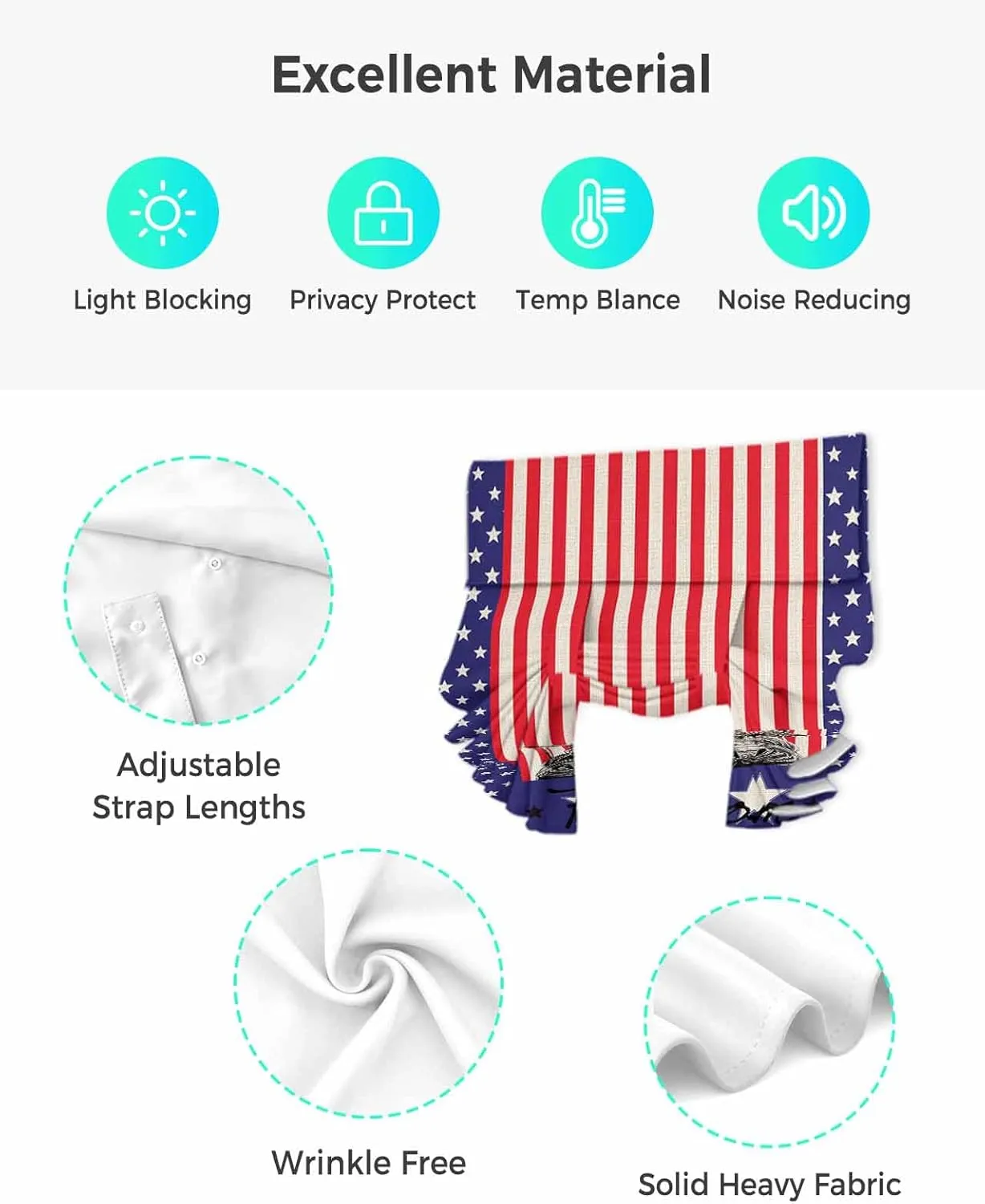 Stripes Stars Boots Blackout Door Curtains For Door Window,French/Front/Sidelight Door Tie Up Shade Drapes Thermal Insulated Privacy Rod Pocket Drapery,Freedom Patriotic Memorial Day 1 Panel 26"Wx70"L