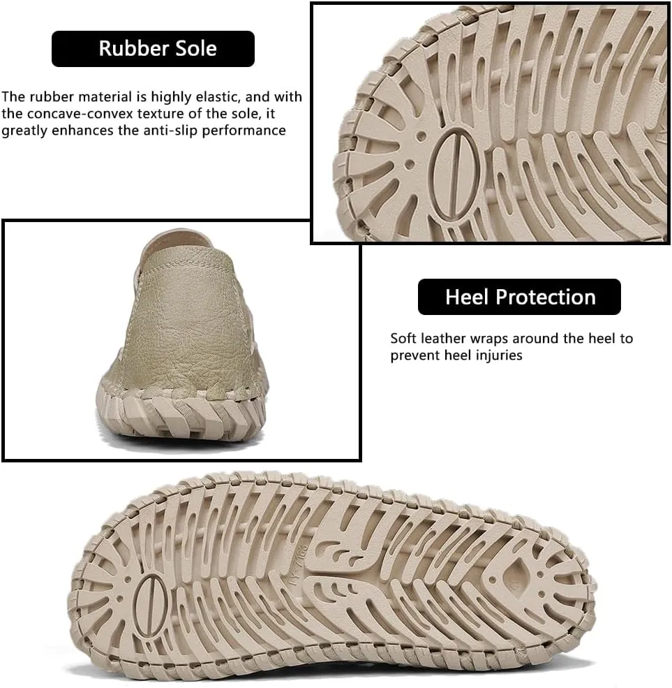Succttssful Leather Beach Sandals for Men Closed Toe Water Sandals Casual Summer Sandals Non Slip Walking Fisherman Shoes