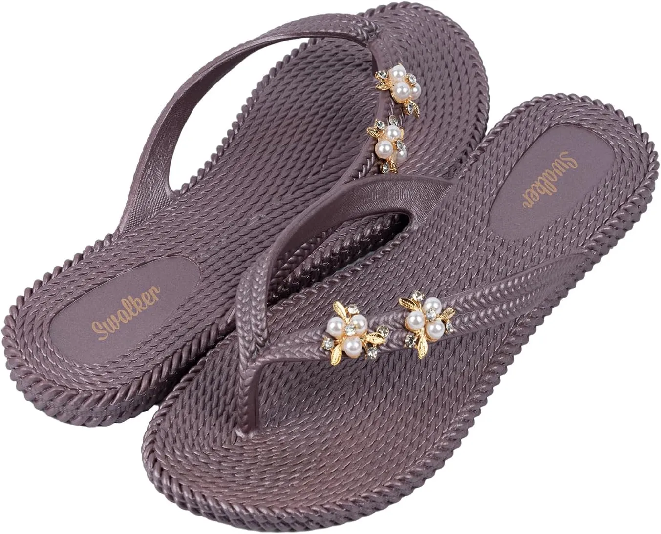Swalker Metalli Man & Women's Flip Flop Sandal in Recyclable Rubber Sole with Non-Slip Pattern