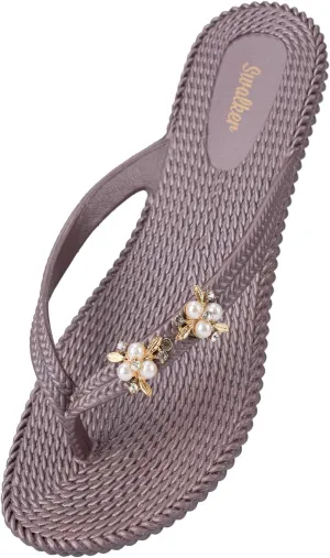 Swalker Metalli Man & Women's Flip Flop Sandal in Recyclable Rubber Sole with Non-Slip Pattern