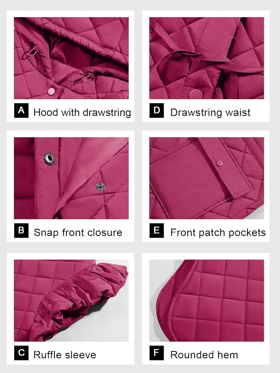 Tankaneo Womens Long Puffer Vests Fashion Ruffle Sleeve Quilted Gilet Coats Winter Hooded Down Jacket Vest