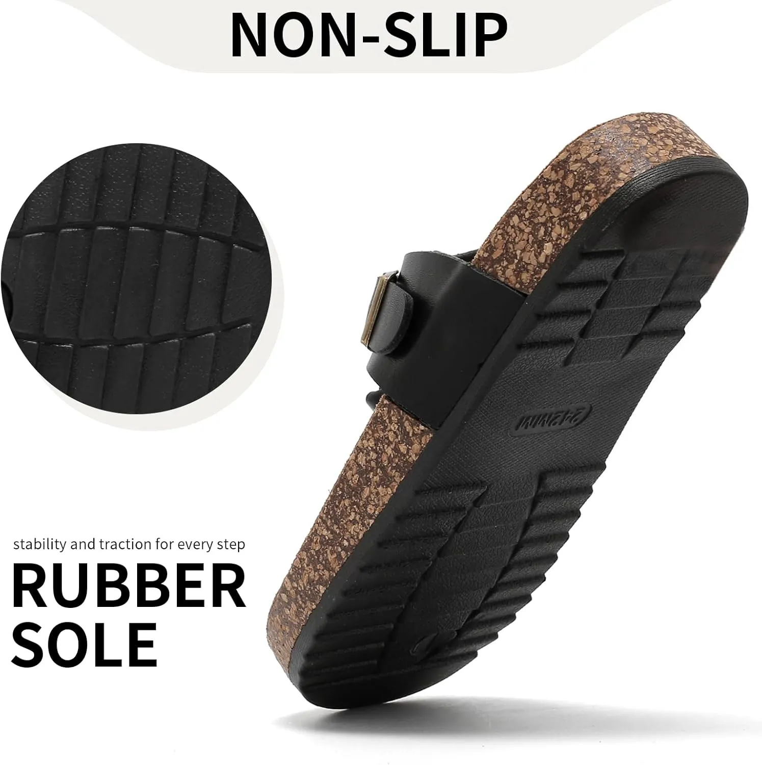 Thong Sandals for Women & Men，Non-slip Flip Flops with Cork Footbed Adjustable Buckle Summer Women Footwear Beach Essentials Slides