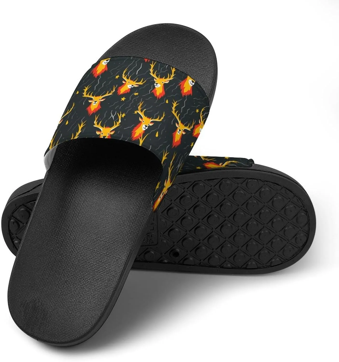 Thunder Deers Non Slip Slides Sandals for Women Men Quick Drying Shower Shoes for Bathroom Pool Beach
