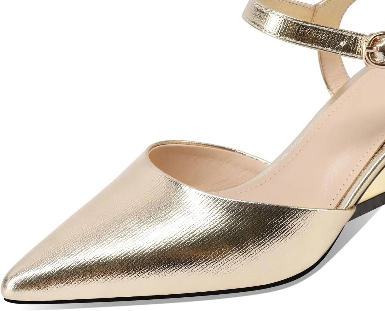 TinaCus Closed Pointed Toe Genuine Leather Handmade Strap Buckle Unique Mid Heels Women's Sandals