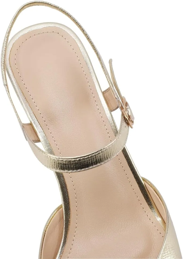 TinaCus Closed Pointed Toe Genuine Leather Handmade Strap Buckle Unique Mid Heels Women's Sandals