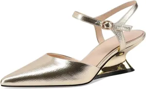 TinaCus Closed Pointed Toe Genuine Leather Handmade Strap Buckle Unique Mid Heels Women's Sandals