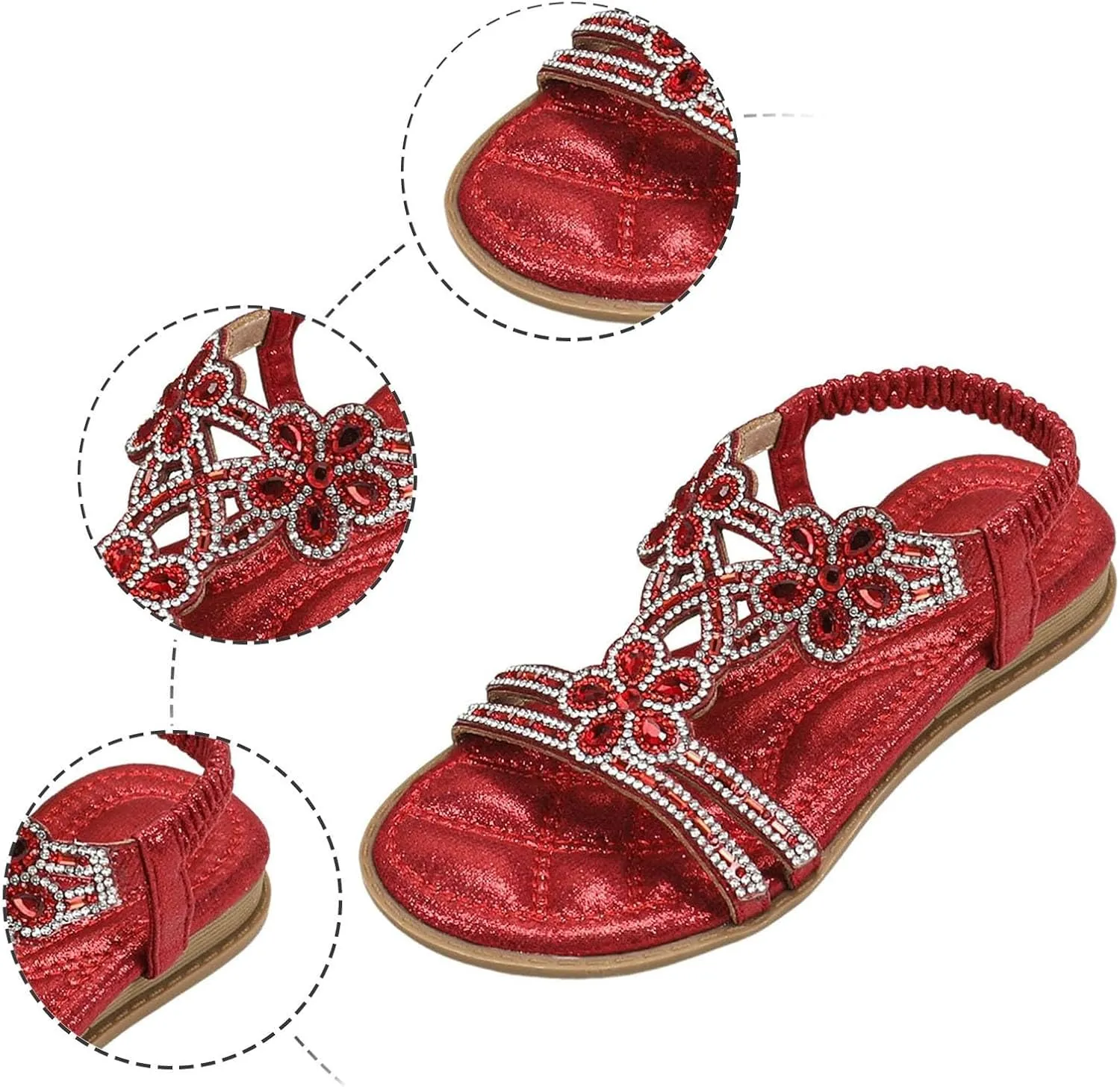 Toddler Girls Glitter Rhinestone Sandals T-Strap Open Toe Kids Sparkly Flat Shoes Soft Beach Summer Outdoor