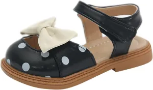 Toddler Girls Sandals Polka Dot Decorated Closed Toe Open Toe Heel Sandals Bow Princess Shoes Beach Girls Sandals