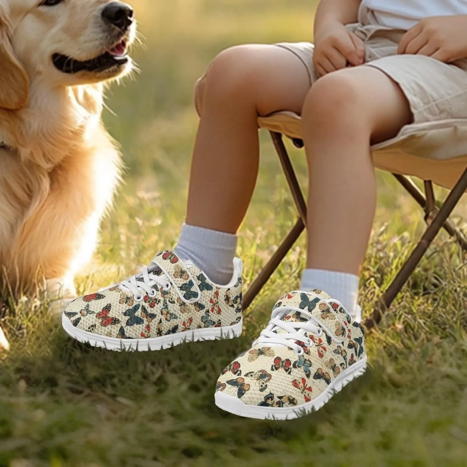 Toddler Running Tennis School Sneakers with White Sole, Regular Heel Slip On Sneaker Adorable Breathable Footwear